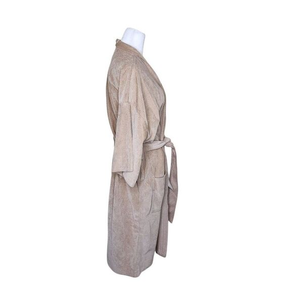 VIntage 70s Velour Bathrobe Pockets Mens One Size Beige - Picture 4 of 8